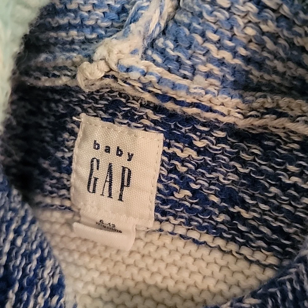 Baby Gap Sweater Stripe blue with Bear ears hood 6-12 months
